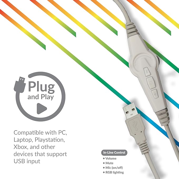Supersonic IQ Sound IQ-490RGB Pro-Wired Gaming Headset, 7.1 Surround Sound, RGB Lighting, Hi-Fi Speaker, Comfortable Fit, 360° Rotating Microphone, Universal Compatibility PC, Laptop and Mobile