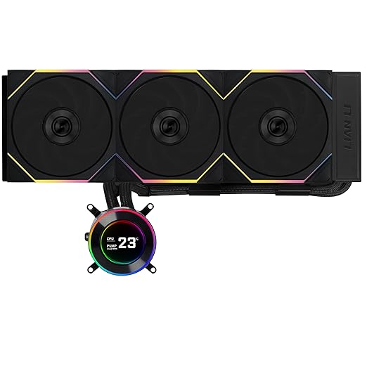 Lian Li Hydroshift II-C 360TL RGB Liquid CPU Cooler - 360mm AIO - 3X 120 RGB Fans - 2.1??IPS LCD Screen - 3 Control Mode - Flexible Tubes Clamp - LGA 1851/1700, AMD AM5/AM4 - Black (HS2LCD36TB)
