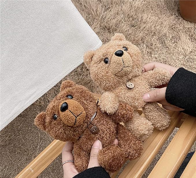 Yatchen Plush Case Compatible with AirPods 1&2, Cute 3D Cartoon Fur Bear Design Funny Cover with Keychain Protective Case for AirPods 1&2 Brown Bear