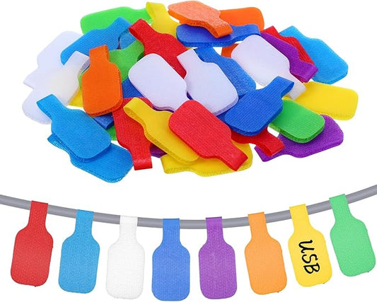 40 Pcs Cable Labels, Writable Cable Tags, Reusable Cords Labels Multi-Color Electronic Cables Identification Tags for Wire Organization and Identification