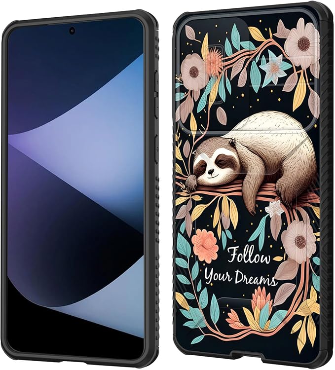 for Galaxy S25 Edge Case Built in Slide Camera Lens Cover,Heavy Duty Shockproof Protection Dual Layer Case for Samsung Galaxy S25 Edge 2025,Cute Baby Sloth On The Tree