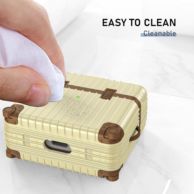 KOREDA Compatible with AirPods Pro 2nd/1st Generation Case Cover, Cute Funny Suitcase Design Case for Airpods Pro 2nd/1st Gen, Fashion Protective Hard Case for Women Men with Keychain (Beige)