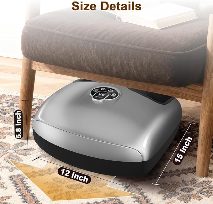 Shiatsu Foot Massager Machine with Heat : Deep Kneading Foot Massager with Vibration & Compression for Plantar Fasciitis & Neuropathy - for Women & Men,Relax for Home Office Use (Silver)
