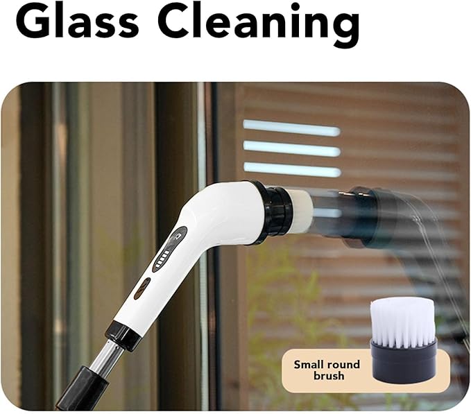 Cleaning Brush, Ipx7 Water Proof Electric Brush for Washing Bathroom, Features a Long Handheld Grip, Interchangeable Heads and Cordless Convenience, for Tiles, Bathtubs, Toilets