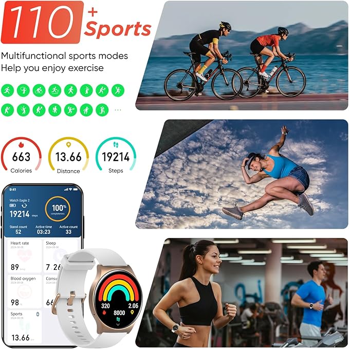 BENIO Smart Watch (Answer/Make Call), AI Watch Faces, 1.43" AMOLED with AOD, IP68 Waterproof Fitness Tracker, 24/7 Heart Rate/SpO2/Sleep Monitor/Stress, 110+ Sports Modes, Compatible Android & iOS