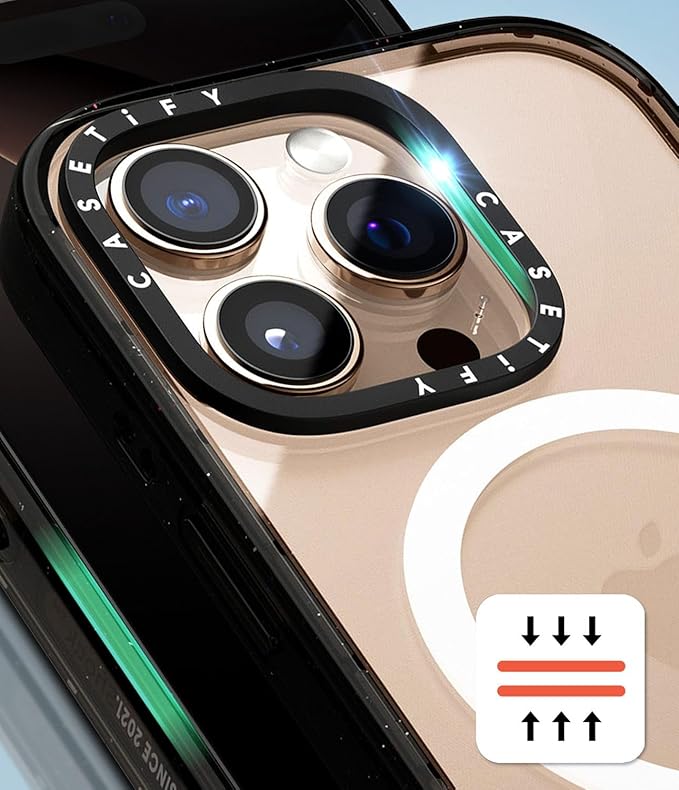 CASETiFY Impact iPhone 15 Pro Case [4X Military Grade Drop Tested / 8.2ft Drop Protection/Compatible with Magsafe] - Art Print - Moon Caravan Toile - Clear Black