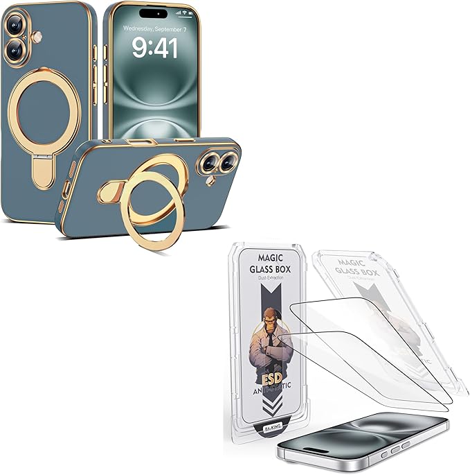 Compatible with iPhone 16 Case and Tempered Glass Screen Protector