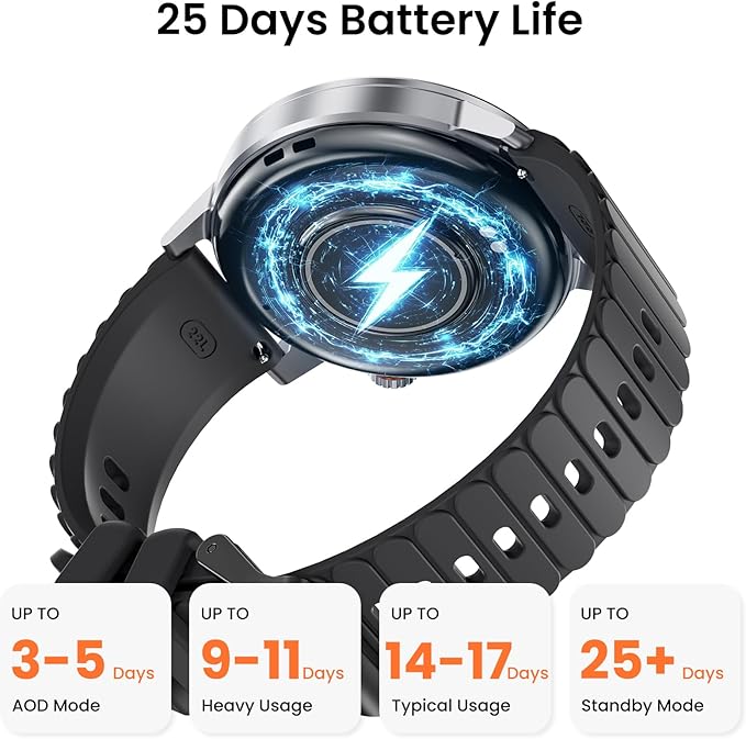 KOSPET Smart Watch for Men, 25 Days Battery, 1.43" AMOLED Smartwatch for iPhone&Android, IP68 Waterproof, 24/7 Heart Rate & Sleep Monitor, 170+ Sport Modes, Bluetooth Call (Answer/Make)