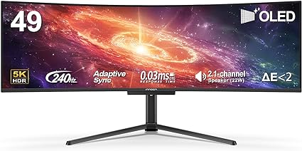 INNOCN 49" 5K2K 240Hz QD-OLED Curved Gaming Monitor, 0.03ms, USB C - 49Q1S