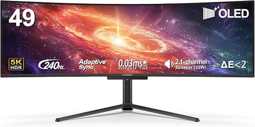 INNOCN 49" 5K2K 240Hz QD-OLED Curved Gaming Monitor, 0.03ms, USB C - 49Q1S