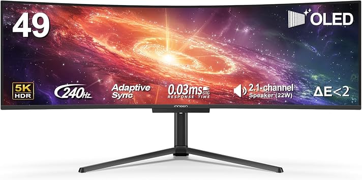 INNOCN 49" 5K2K 240Hz QD-OLED Curved Gaming Monitor, 0.03ms, USB C - 49Q1S