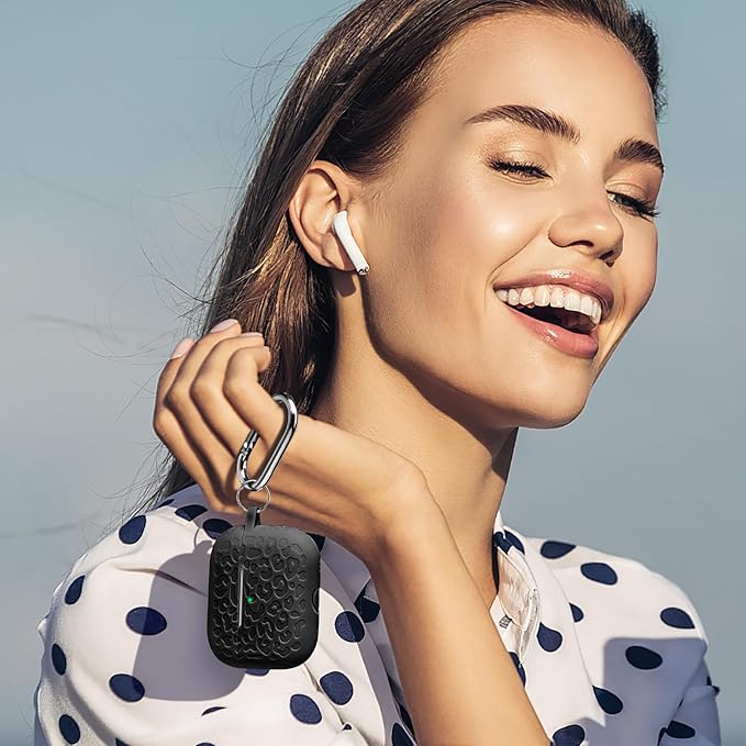 Compatible with Airpods Pro 2nd Generation Case, Leopard Engraved Soft Silicone Skin Cover Full Protective Case for AirPods Pro Case 2nd/Airpod Pro Case Cover,Front LED Visible,Black