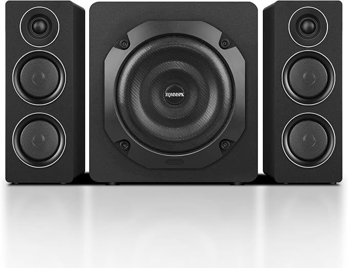 Computer Speakers with Subwoofer, 2.1 Gaming Speaker System for Desktop PC, 8" Deep Bass, Bluetooth 5.3, AUX/RCA/Optical/Coaxial, Surround Sound for PC/Monitor/TV - Black