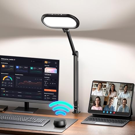 LitONES Dual-Side LED Desk Lamp with Clamp, Soft Light with Stepless Remote