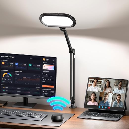 LitONES Dual-Side LED Desk Lamp with Clamp, Soft Light with Stepless Remote