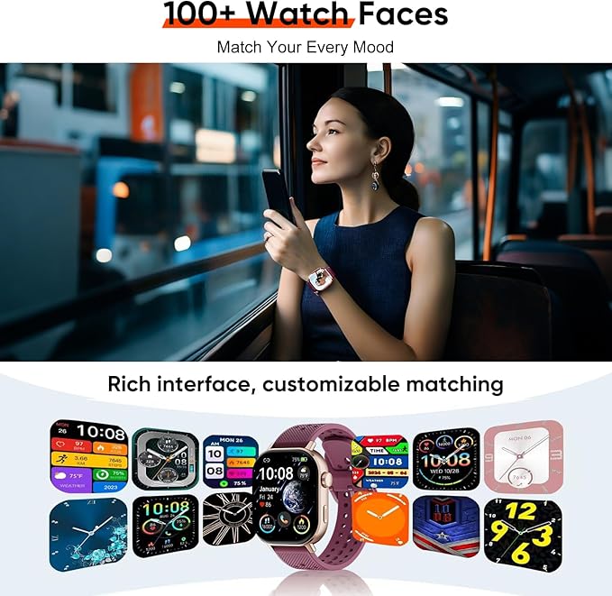 Smart Watch with 2 Bands: Step & Calorie Counter, Heart Rate & Oxygen Sensor, GPS Running, Swimming, Walking, Sports Tracker, Waterproof, Health Monitoring, Music & Call Alert Men Women iOS/Android