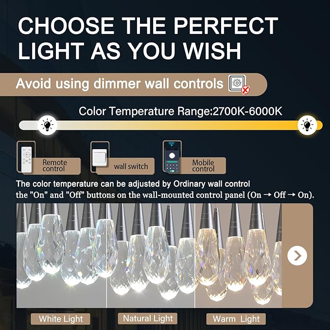 Modern Crystal Chandelier 6-Lights Pendant Chandeliers for Staircase Chrome Kitchen Pendant Light Fixture Hanging Lighting for Dining Room Living Room Bedroom Entryway