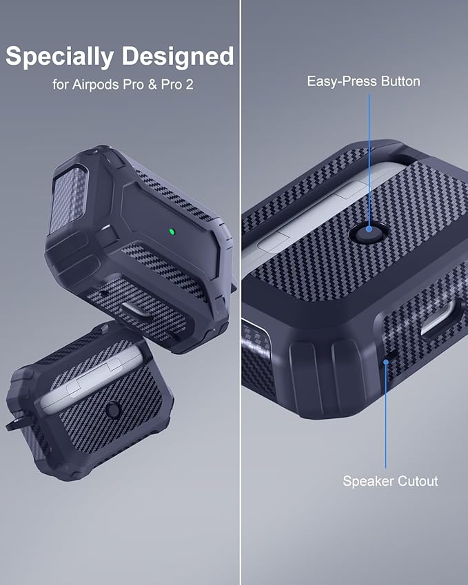 Lerobo for AirPods Pro 2 Case with Cleaner Kit,Compatible with Apple AirPods Pro 2nd/1st Generation Case, Hard Protective Cover with Powerful Drop Protection, Magnetic Lid,Navy Blue