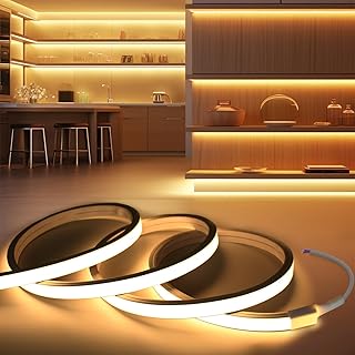 LED Strip Lights Warm White 3000K,9.8ft 12V Neon Rope Lights,Flexible Silicone Outdoor Waterproof Neon Strip Lights for Mirror,Kitchen,Cabinet,DIY Lighting(Power Supply Not Included) - Image 1