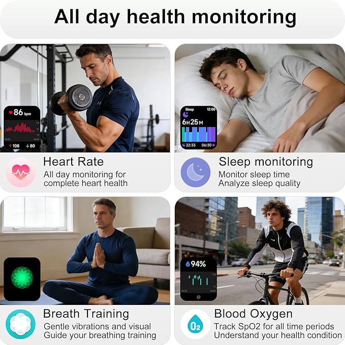 Smart Watch with Alexa & Bluetooth Calling-1.83" HD Touchscreen Fitness Watch, Fitness Tracker w/Heart Rate/Sleep Monitor, 30-Day Standby, 120+ Sports Modes, IP68 Waterproof Smartwatch for Android iOS