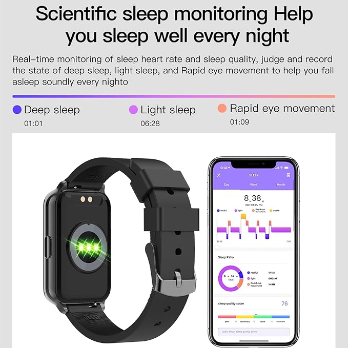 Smart Watch Fitness Tracker Make/Answer Calls for Women Men with Heart Rate Blood Oxygen Sleep Monitor Sports Modes Step Calorie Counter IP68 Waterproof for Android Phones and iPhone