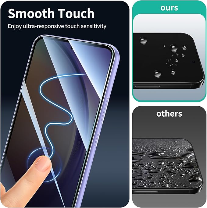 Privacy Screen Protector for Samsung Galaxy A54, Anti-Spy Tempered Glass, Double Shatterproof 9H Hardness, Dark Privacy Protection, Anti-Scratch Impact Resistant Screen Cover for Daily Use - 3 Pack