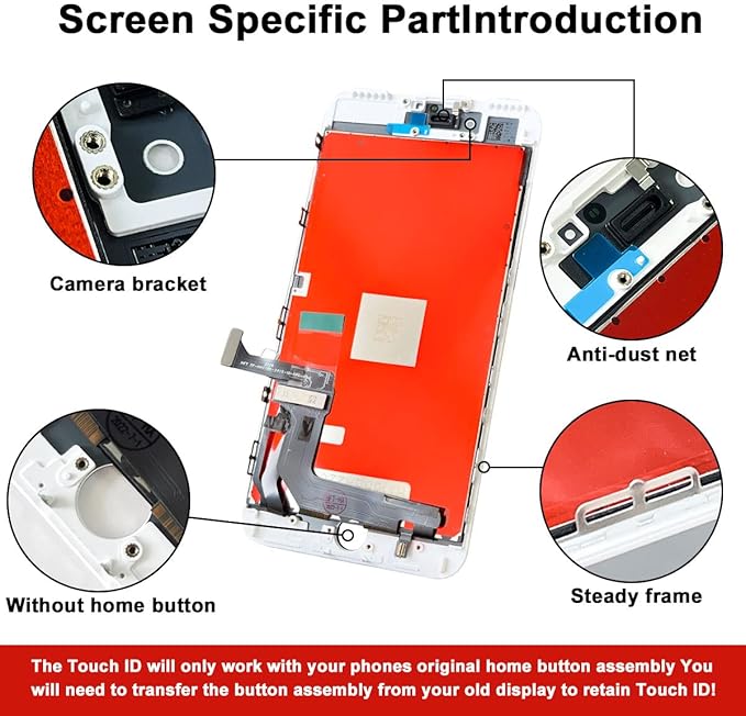 EFAITHFIX for iPhone 7 Plus LCD Screen Replacement White 5.5 Inch Frame Assembly LCD Display 3D Touch Screen Digitizer with Repair Tools Kit Tempered Glass Screen Protector for A1784, A1785, A1661