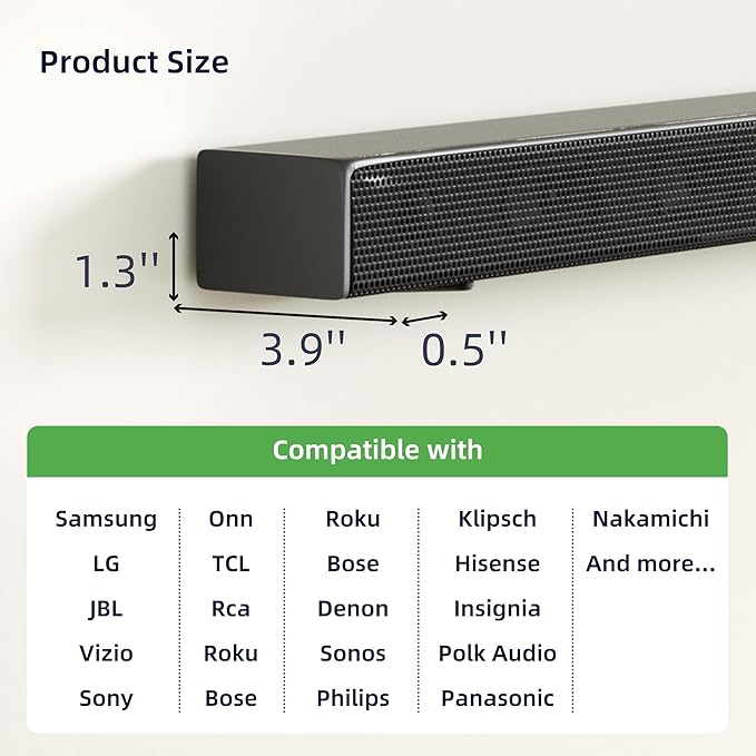 ELETIUO Soundbar Mount,Heavy Duty L Bracket Holds up to 60 lbs,Universal Wall Mount Compatible with Samsung, Sony, LG, JBL, Bose, Vizio, Roku, Polk Audio,Onn & More (Above or Under TV)