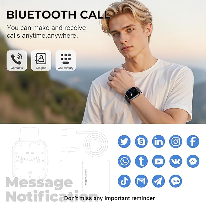 Fitness Tracker (Answer/Make Call)，Smart Watch 24/7 Heart Rate Spo2 Blood Pressure Monitor Sleep Tracker, 120 Sports Modes Pedometer Calorie Step Tracker, Waterproof Activity Tracker for Women Men