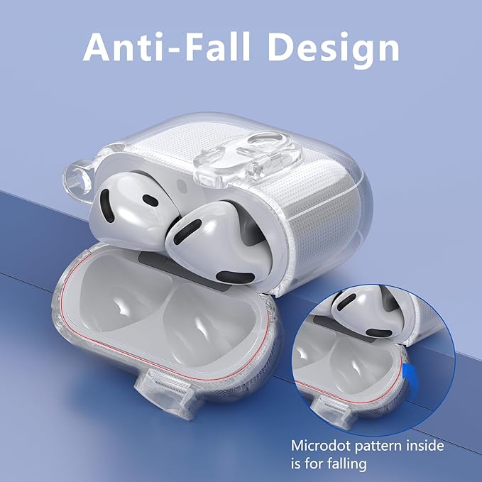 (with Safety Lock) Clear Case Compatible with Cute Apple Airpods 4 Cases 2024 Women, VISOOM Soft TPU Transparency Air pods 4 Gen Case iPods 4 Earbuds Case Girl Bling Keychain for Airpod iPod 4th Gen
