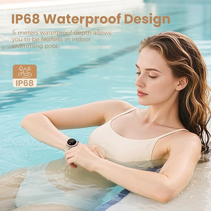 KEEPONFIT Smart Watch for Men/Women Android & iPhone, 1.27" Touch Screen Fitness Tracker with Answer/Make Calls, IP68 Waterproof Heart Rate/Sleep/SpO2 Monitor, Pedometer, 100+ Sport Modes