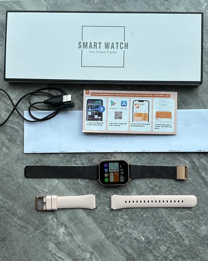 Smart Watch for Women, 1.83" HD Touch Screen Smartwatch, 1000mAh Battery, Bluetooth Calling, Heart Rate, SpO2, Sleep Monitor, 120+ Sports, IP68 Waterproof, 2 Bands Compatible iPhone Android, BlackGold