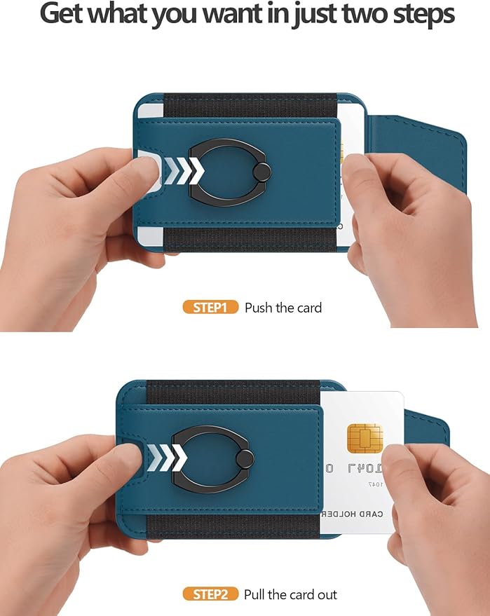 For Magsafe Wallet with Grip, 6-Card Holder, Stronger Magnetic Card Wallet Holder for iPhone 17/16/15, iPhone 14/13/12 Series, Leather Magnetic Phone Wallet with Privacy Flap, RFID Blocking, Blue