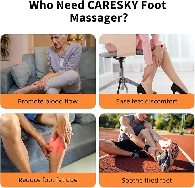 CARESKY® Foot Massager with Heat, FSA＆HSA Eligible, Shiatsu Foot Massager for Plantar Fasciitis, Neuropathy, Circulation and Pain Relief, Deep Kneading for Foot Calf Gifts for Women Men Mom Dad