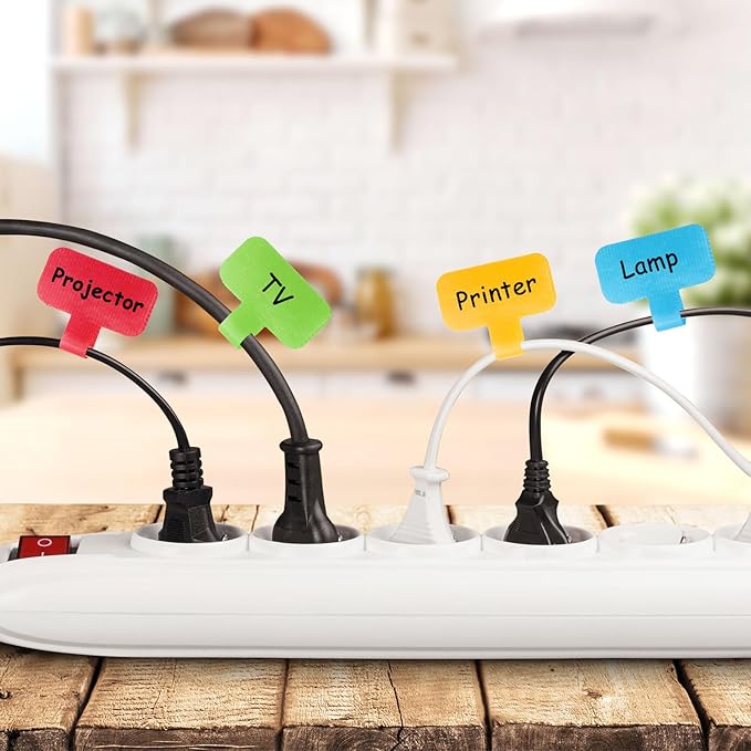 Cord Labels for Electronics Write On,24 PCS Reusable Cable Labels Tags,Colorful Wire Labels to Identify Charging Cords,with 1 Marker
