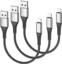 Short iPhone Charge Cable 6 Inch, 3Pack 0.5 Foot USB to Lightning Cord Braided for iPhone 14 13 12 11 Pro Max Xs 8 7 6 5 Plus, iPad Air/Mini(Black) - Image 1