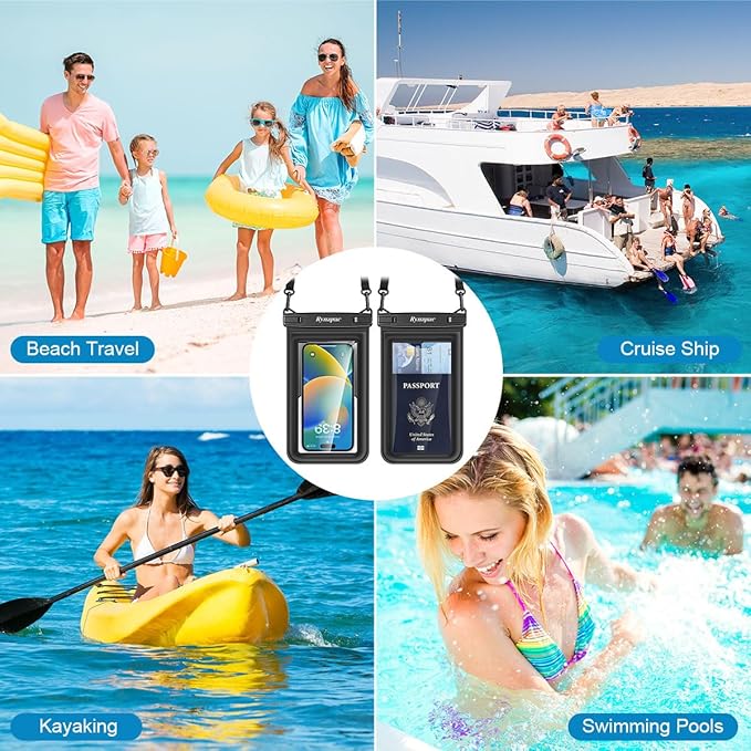 [Up to 8.5"] Floating Waterproof Phone Pouch, 2Pack Waterproof Phone Case with Lanyard for iPhone 17 16 15 14 Pro Max, Galaxy S25 S24 Ultra, IPX8 Cellphone Dry Bag, Beach Essentials Travel Must Haves