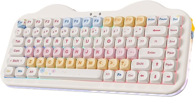 YUNZII C75 Cute 75% Wireless Mechanical Keyboard (Beige, Candy Switch)