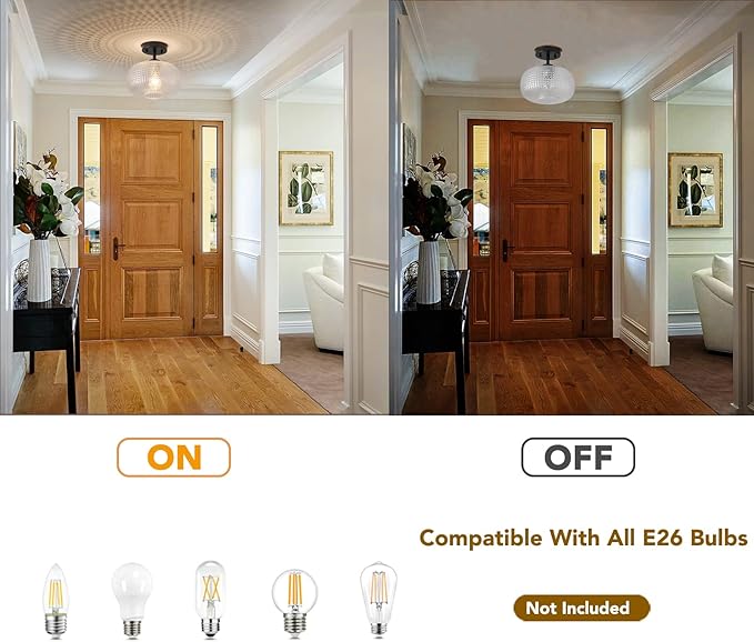 Modern Prismatic Globe Ceiling Light,Vintage Glass Flush Mount Light Fixture with Brass Gold Hallway Ceiling Lighting for Bedroom,Foyer,Kitchen,Laundry Room,Entryway,E26 Ceramic Base,9.84 Inch