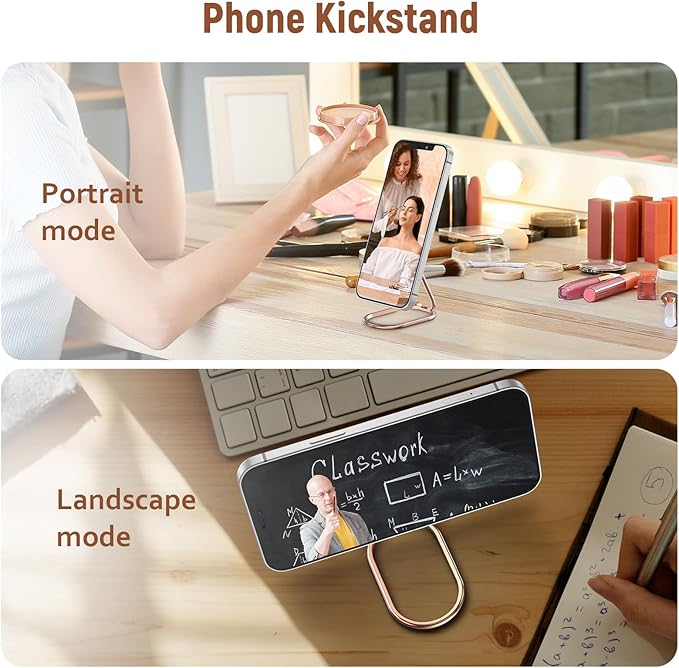 Phone Ring Holder Finger Kickstand 360°Rotation Cellphone Back Grip Foldable Cell Phone Stand for Desk Compatible with iPhone iPad Smartphones Tablets (Hollow Rosegold)