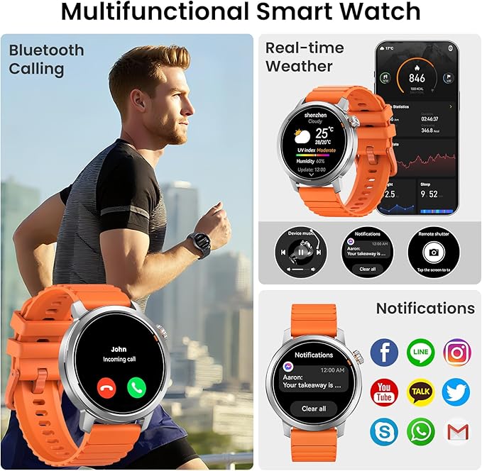 KOSPET Smart Watch for Women 1.43" AMOLED Smartwatch with 175+ Sport Modes, 25 Days Battery, IP68 Waterproof, 24/7 Heart Rate & Sleep Monitor, Bluetooth Call (Answer/Make)