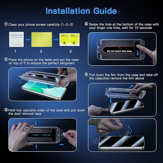 Uyiton UnBreak-Glass for Samsung Galaxy S24/S25 Privacy Screen Protector, [Ultrasonic Fingerprint Support][Auto-Alignment Frame] Scratch-Resistant Bubble-Free Tempered Glass Screen-2 Pack