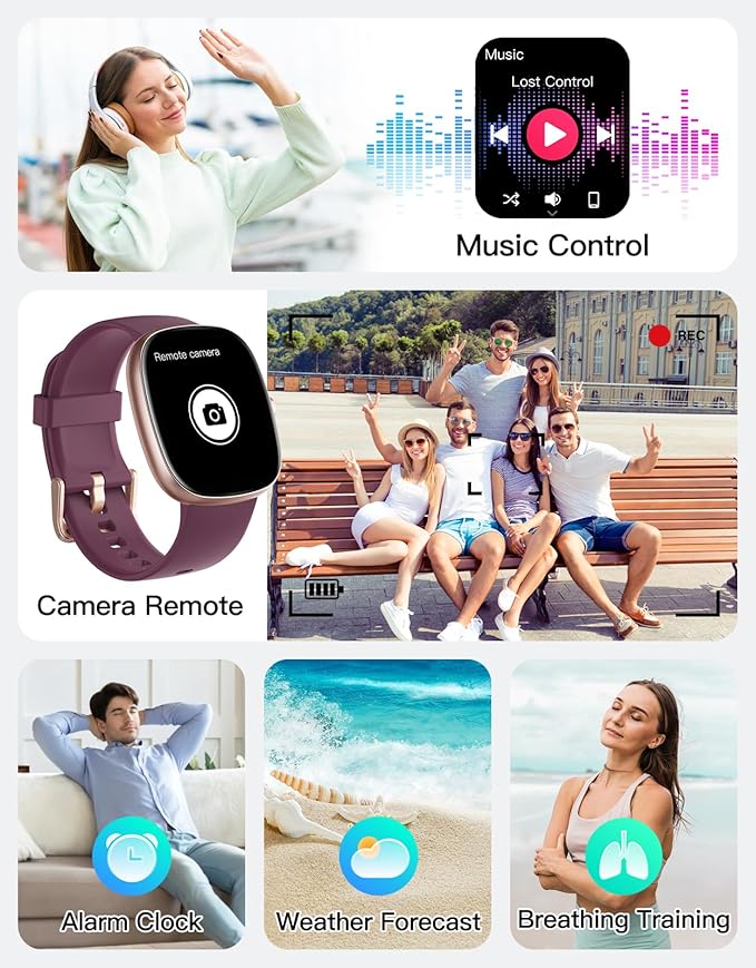 Fitness Tracker with Call Function, 1.85” Fitness Watch for Women and Men, 24/7 Heart Rate & Blood Oxygen Monitor, Sleep Tracker, 100+ Sport Modes, IP68 Waterproof (Purple)