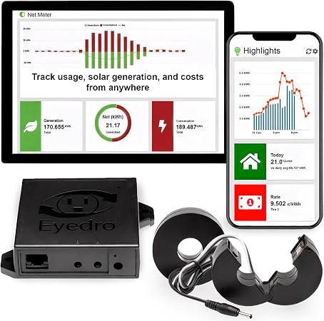 Eyedro Smart Home Energy Monitor 200A 2.4GHz WiFi/Ethernet Net Metering