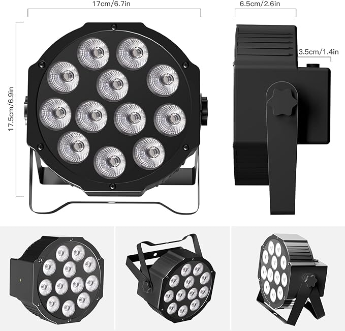 Rechargeable Par Lights Uplights RGBWA+UV 6-in-1 LED Battery Powered Stage Lights with Remote & DMX Control, Sound Activated for Festivals, Weddings, Bars, Churches, DJ