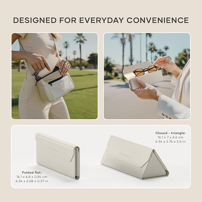 Satechi FindAll Smart Glasses Case with Find My, Foldable & Portable, Wireless Rechargeable, Loud Audible Left-Behind Alerts