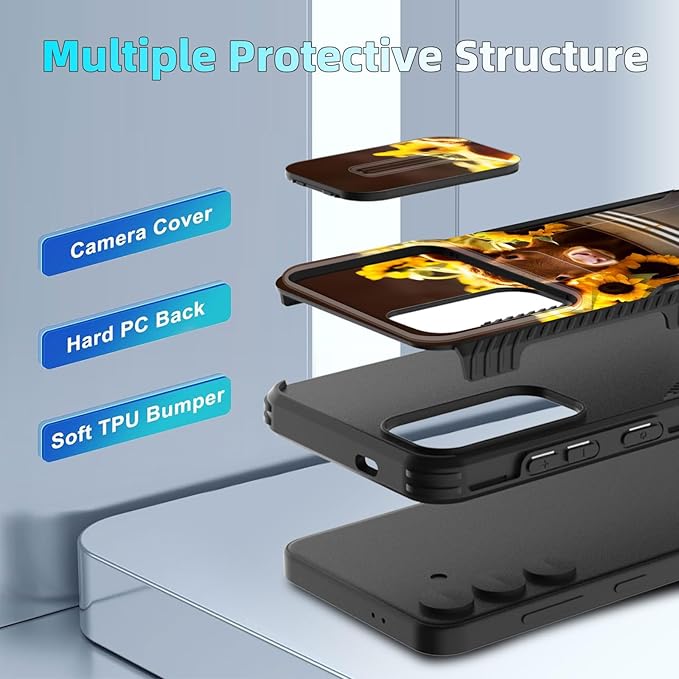 for Galaxy S26 Plus Case Built in Slide Camera Lens Cover,Heavy Duty Shockproof Protection Dual Layer Case for Samsung Galaxy S26 Plus 6.7" 2026,Cow with Sunflowers