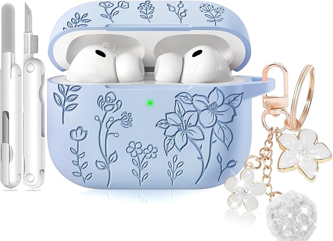 for AirPods Pro 3 Case, Soft Silicone Airpod Pro Case Cover with Keychain & Cleaning Kit Compatible with AirPods Pro 3rd Generation 2025 for Women Girly, Anti-Scratch