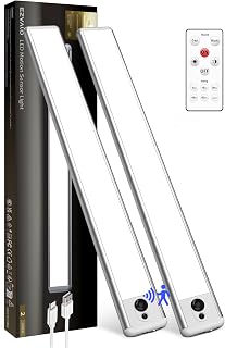 EZVALO 2 Pack Under Cabinet Lights, 14.5'' Magnetic Motion Sensor Light, 4000mAh Large Capacity Rechargeable Closet Light, Remote Control Dimmable 5700K Cool White for Kitchen, Stairs, Hallway - Image 1