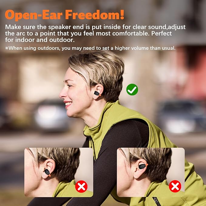 Open Ear Wireless Earbuds Secure Clip Sports Headset Light Bone Conduction Running Headphone Bluetooth Gaming Earphone for iPhone 17 Pro Max 16e 16 15/Samsung A17 A16 S26 S25 S24/Pixle 9 10/Android